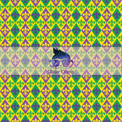 Glitter Chimp Adhesive Vinyl - Mardi Gras Argyle