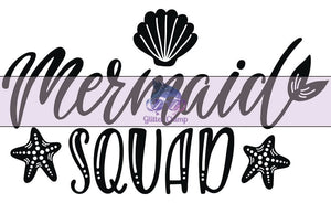 Glitter Chimp Adhesive Vinyl Decal - Mermaid Squad - 3"x2.5" Clear Background