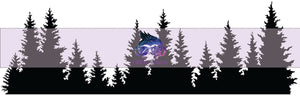 Glitter Chimp Adhesive Vinyl Decal - Pine Tree Silhouette - 9.5 "x3.5" Clear Background