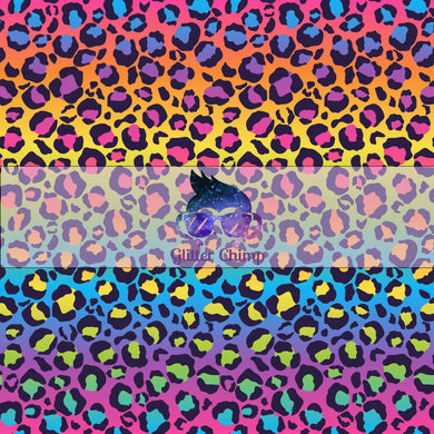 Glitter Chimp Adhesive Vinyl - Rainbow Leopard Pattern