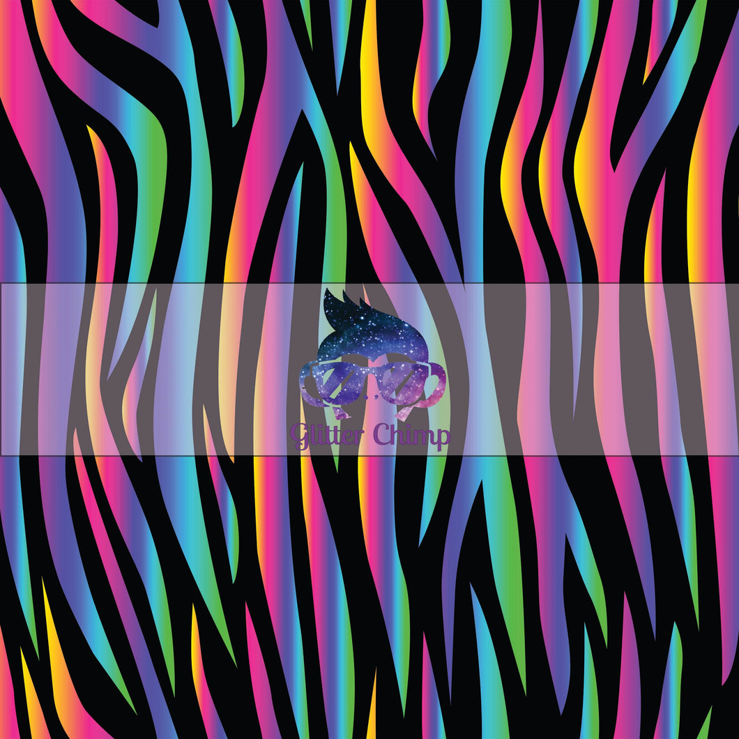 Glitter Chimp Adhesive Vinyl - Rainbow Zebra Pattern
