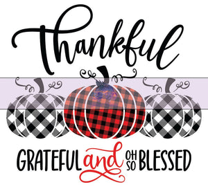 Glitter Chimp Adhesive Vinyl Decal - Thankful Grateful Blessed - 3"x2.75" Clear Background