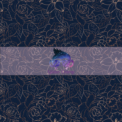 Glitter Chimp Adhesive Vinyl - Rose Gold Flowers on Navy