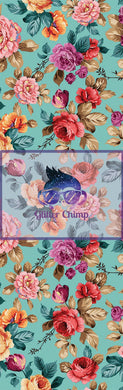 Glitter Chimp Vinyl Pen Wrap - Roses With Teal Background - 4.75
