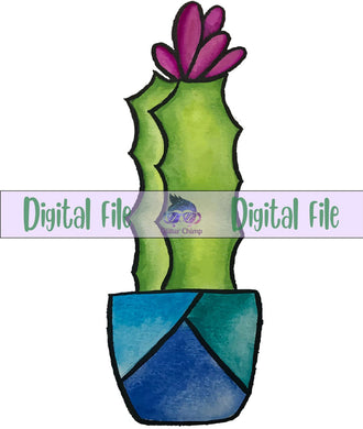 Potted Cactus - Digital File