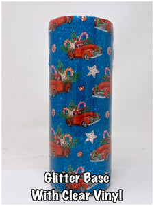 Glitter Chimp Adhesive Vinyl - Blue Christmas Trucks