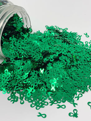 Awareness Ribbon Green - Shape Glitter -  1 oz