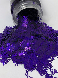 Awareness Ribbon Purple - Shape Glitter -  1 oz